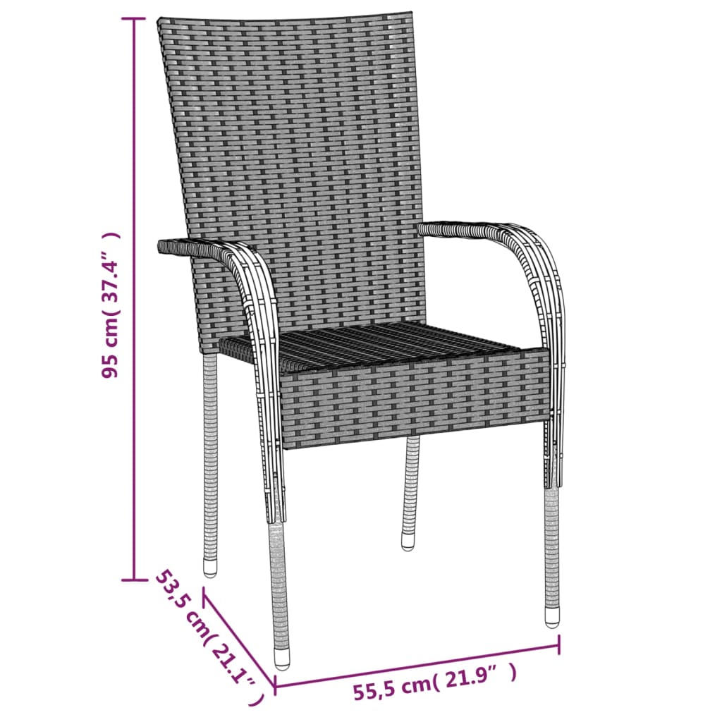 5-tlg. Garten-Essgruppe Braun Poly Rattan