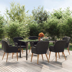 7-tlg. Garten-Essgruppe mit Kissen Schwarz