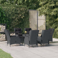 7-tlg. Garten-Essgruppe Dunkelgrau Poly Rattan