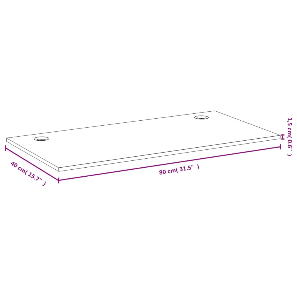 Schreibtischplatte 80x40x1,5 cm Bambus