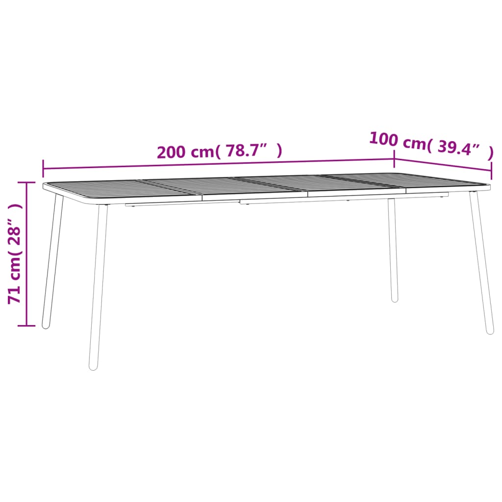 Gartentisch Anthrazit 200x100x71 cm Stahl