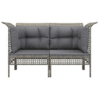 Garten-Ecksofas mit Kissen 2 Stk. Grau Poly Rattan