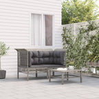 Garten-Ecksofas mit Kissen 2 Stk. Grau Poly Rattan