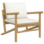4-tlg. Garten-Lounge-Set mit Cremeweißen Kissen Bambus