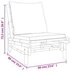 3-tlg. Garten-Lounge-Set mit Dunkelgrauen Kissen Bambus