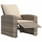 Gartensessel Verstellbar mit Kissen Hellbraun Poly Rattan