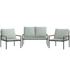 3-tlg. Garten-Lounge-Set mit Kissen Anthrazit Stahl