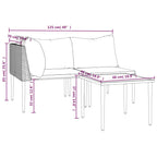 3-tlg. Garten-Lounge-Set mit Kissen Grau Poly Rattan