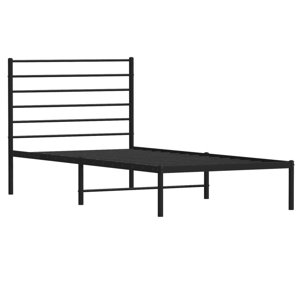 Bettgestell mit Kopfteil Metall Schwarz 75x190 cm