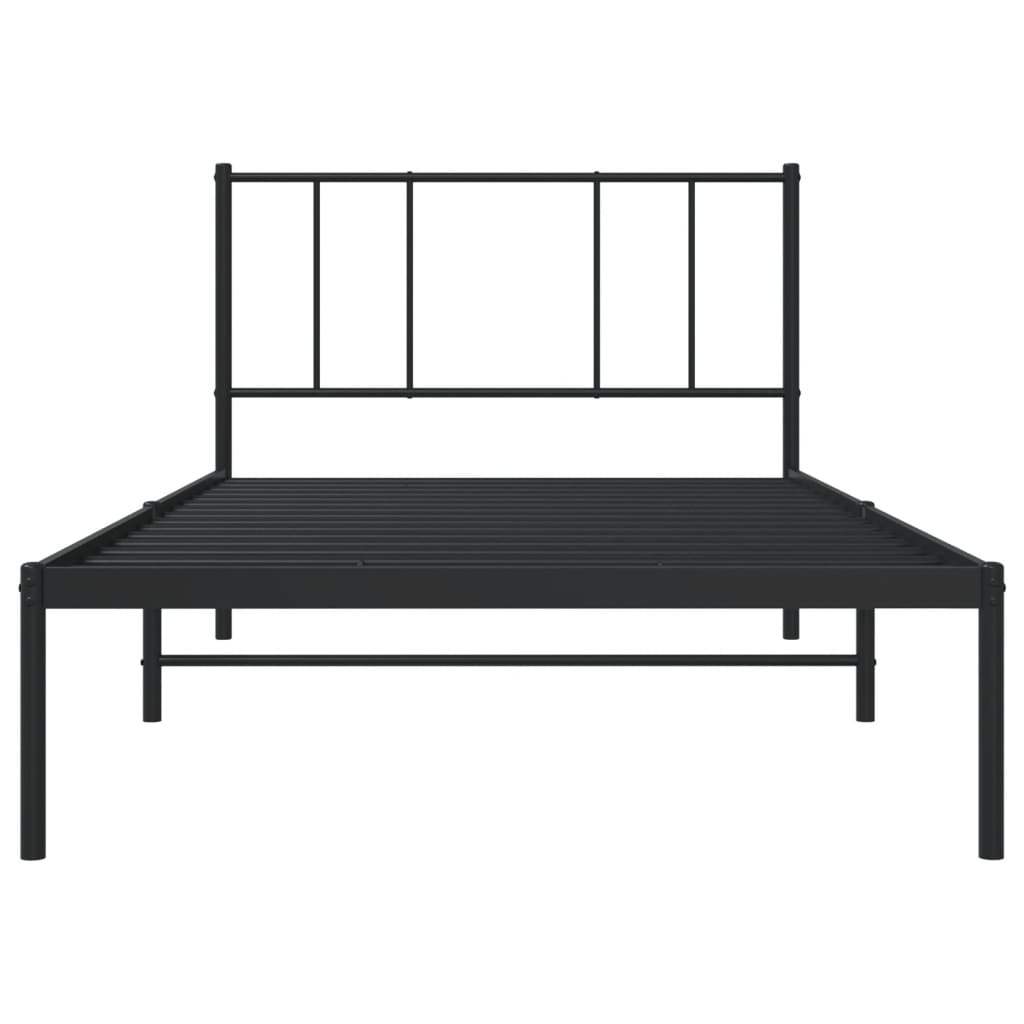 Bettgestell mit Kopfteil Metall Schwarz 75x190 cm