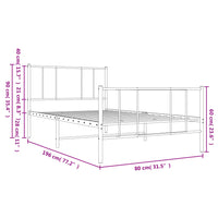 Bettgestell mit Kopf- und Fußteil Metall Schwarz 75x190 cm