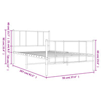 Bettgestell mit Kopf- und Fußteil Metall Schwarz 90x200 cm