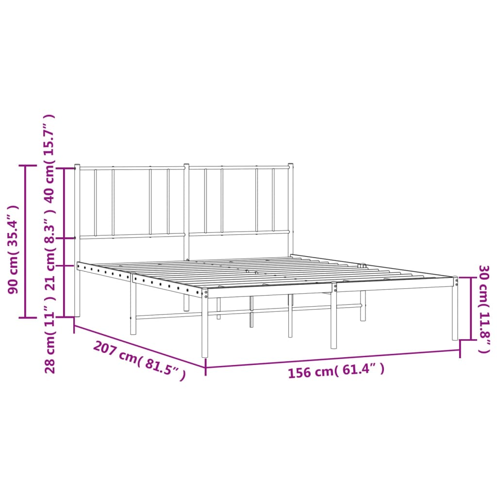 Bettgestell mit Kopfteil Metall Weiß 150x200 cm