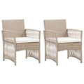 Gartensessel mit Sitzkissen 2 Stk. Beige Poly Rattan
