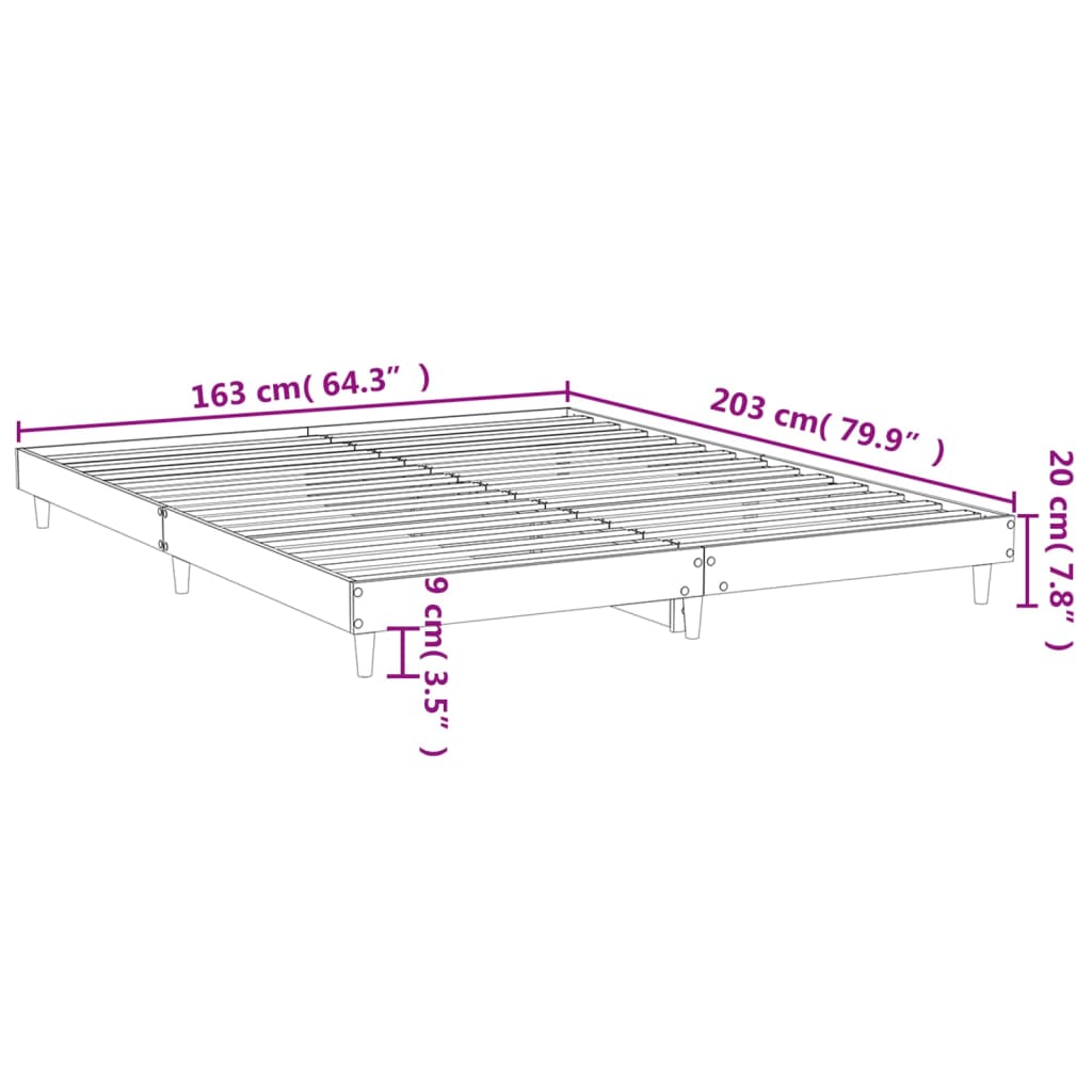 Bettgestell ohne Matratze Braun Eiche 160x200 cm Holzwerkstoff