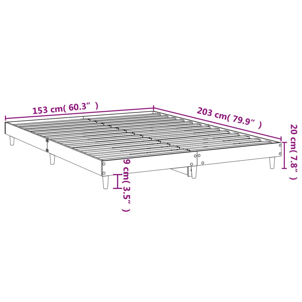 Bettgestell ohne Matratze Räuchereiche 150x200 cm Holzwerkstoff