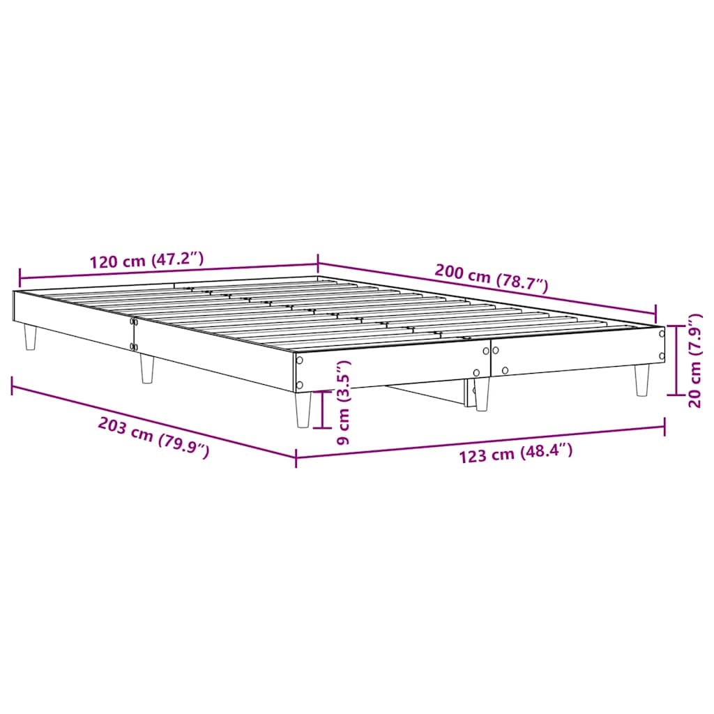 Bettgestell ohne Matratze Sonoma-Eiche 120x200 cm Holzwerkstoff