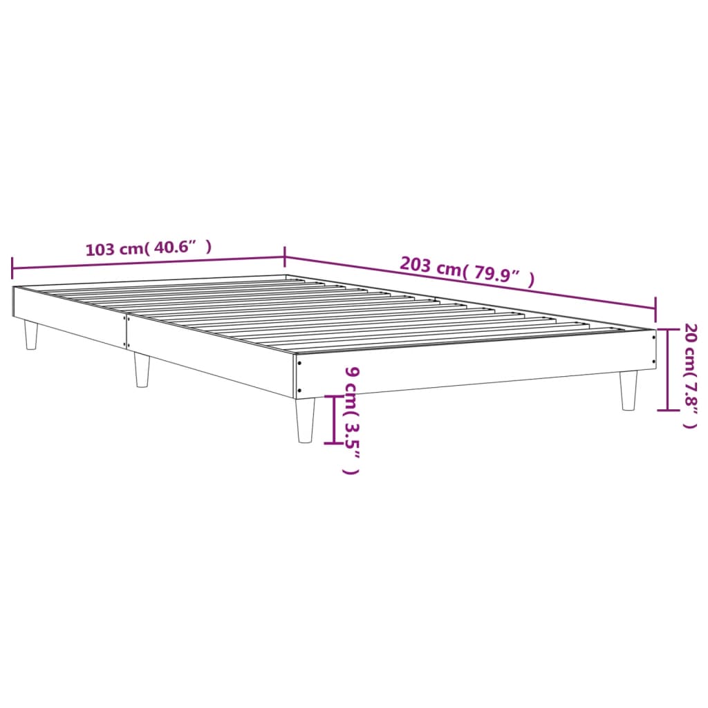 Bettgestell ohne Matratze Räuchereiche 100x200 cm Holzwerkstoff