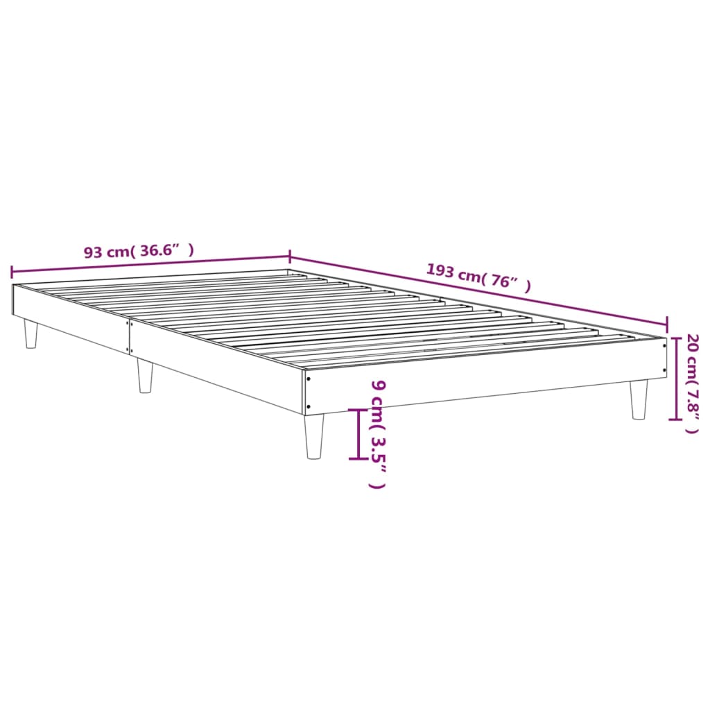 Bettgestell ohne Matratze Braun Eiche 90x190 cm Holzwerkstoff