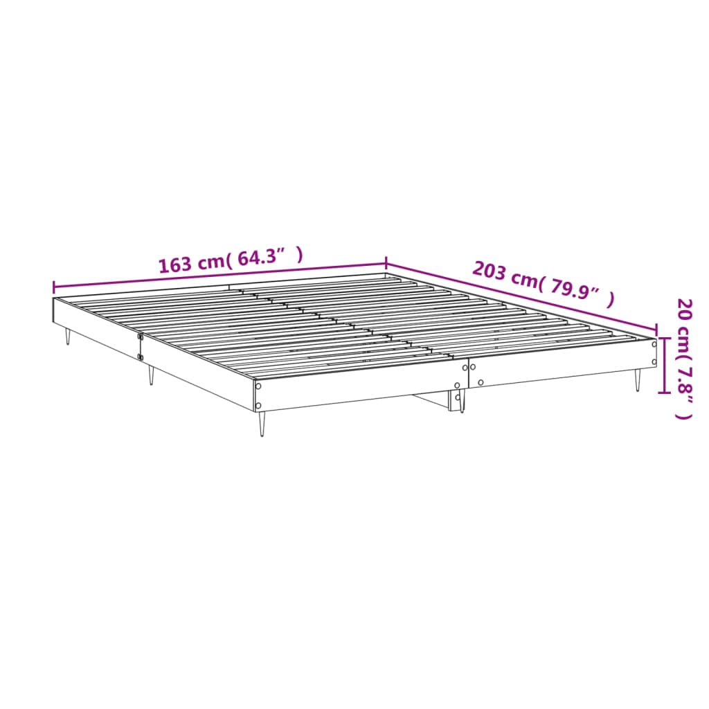 Bettgestell ohne Matratze Braun Eiche 160x200 cm Holzwerkstoff