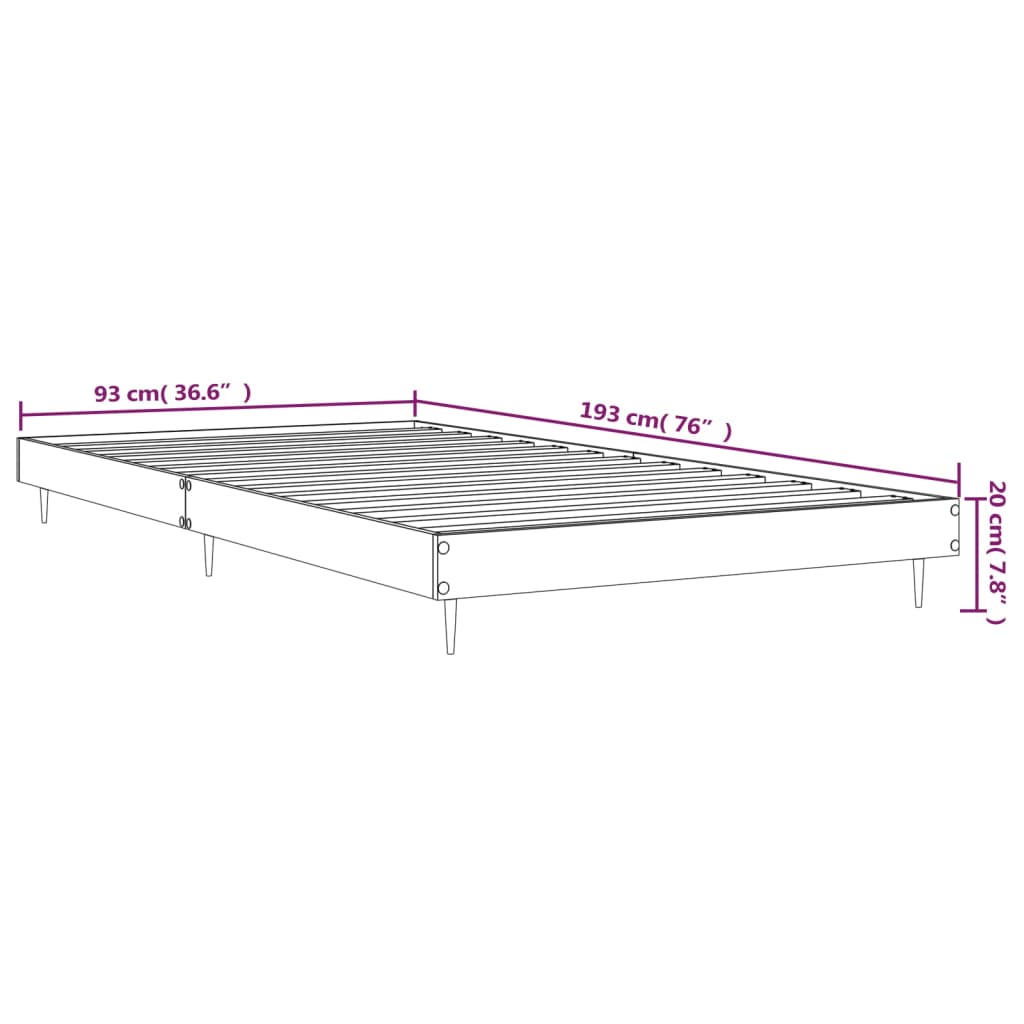 Bettgestell ohne Matratze Räuchereiche 90x190 cm Holzwerkstoff