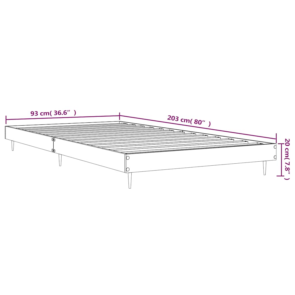 Bettgestell Grau Sonoma 90x200 cm Holzwerkstoff
