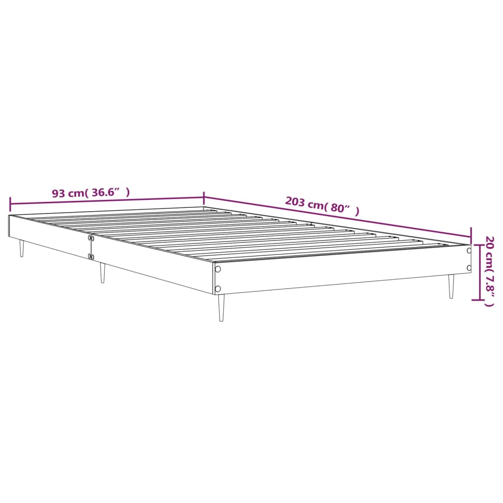 Bettgestell ohne Matratze Braun Eiche 90x200 cm Holzwerkstoff