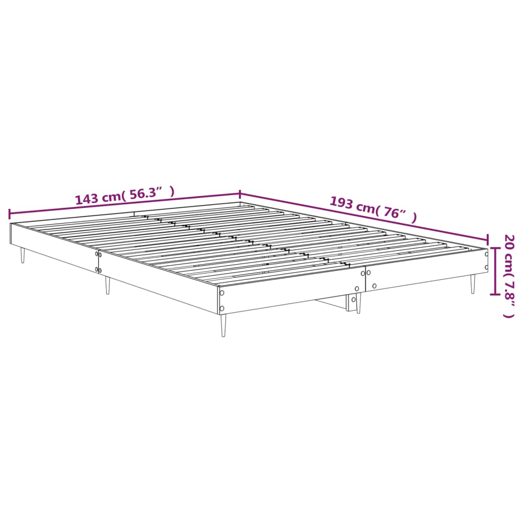 Bettgestell ohne Matratze Braun Eiche 140x190 cm Holzwerkstoff