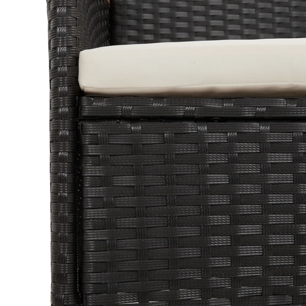 7-tlg. Garten-Essgruppe mit Kissen Schwarz Poly Rattan