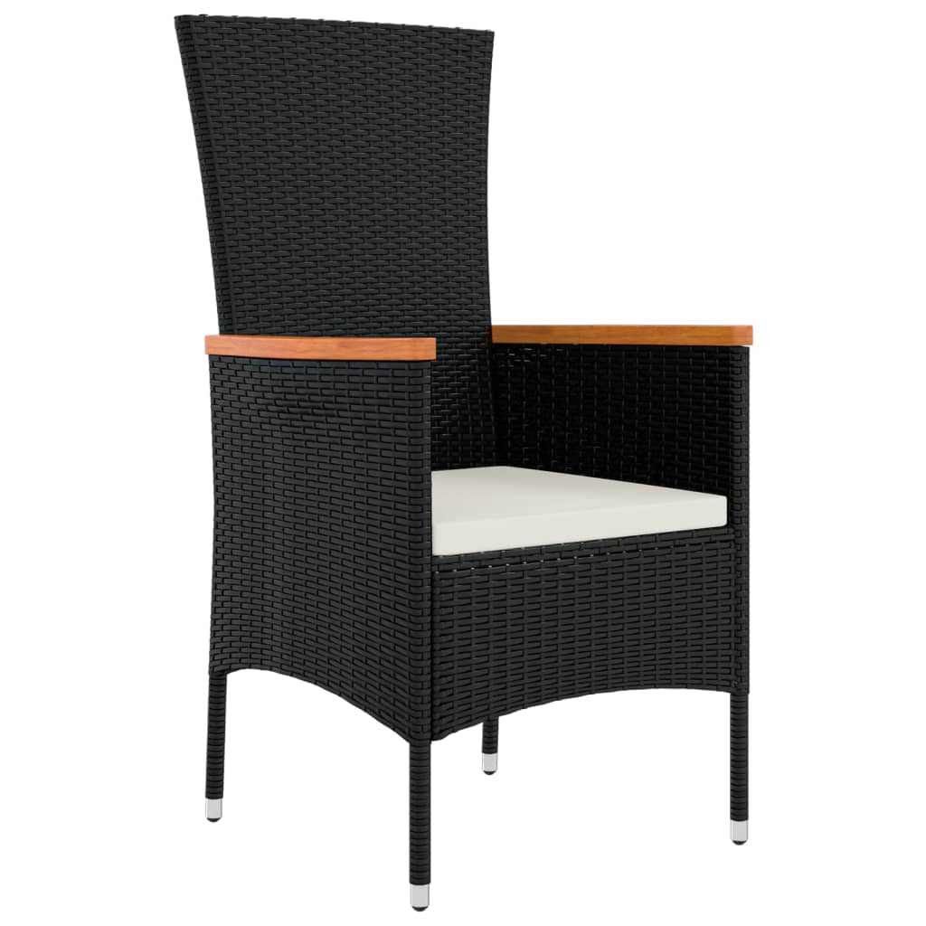 9-tlg. Garten-Essgruppe mit Kissen Schwarz Poly Rattan