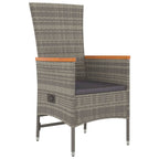 5-tlg. Garten-Essgruppe mit Kissen Grau Poly Rattan