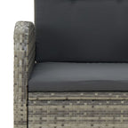 3-tlg. Garten-Essgruppe mit Kissen Grau Poly Rattan
