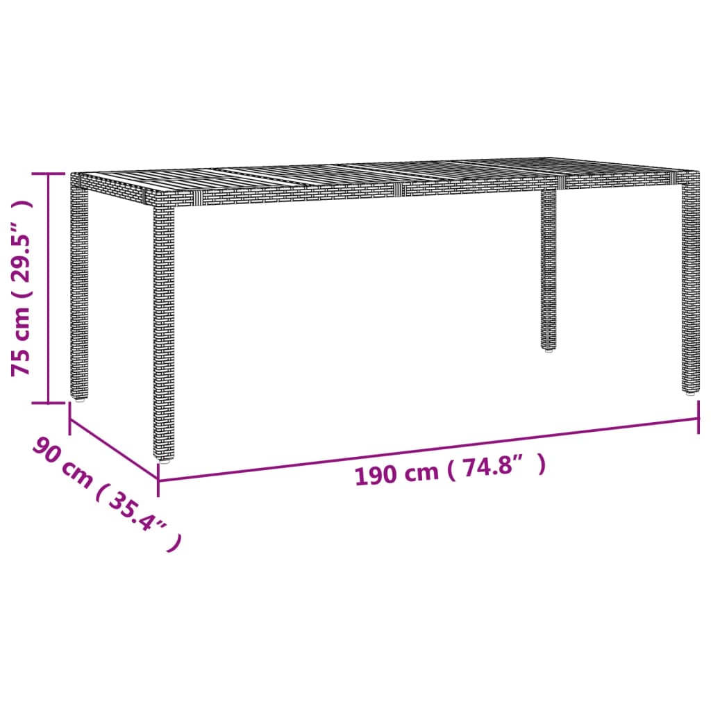 7-tlg. Garten-Essgruppe mit Kissen Grau Poly Rattan
