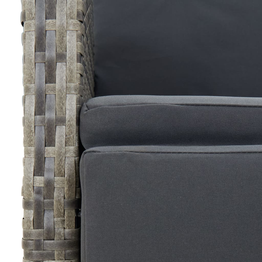 9-tlg. Garten-Essgruppe mit Kissen Grau Poly Rattan