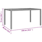 7-tlg. Garten-Essgruppe mit Kissen Schwarz Poly Rattan