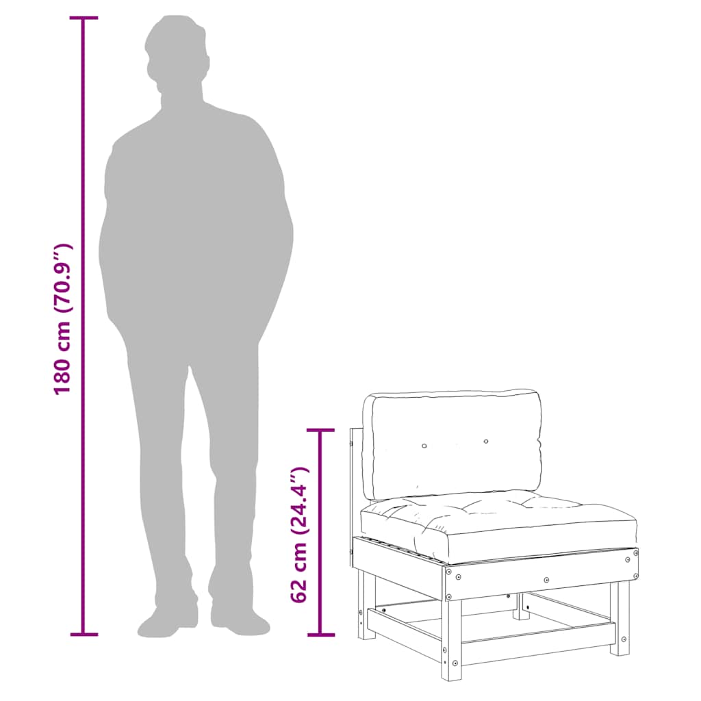 Mittelsofa mit Kissen Weiß Massivholz Kiefer