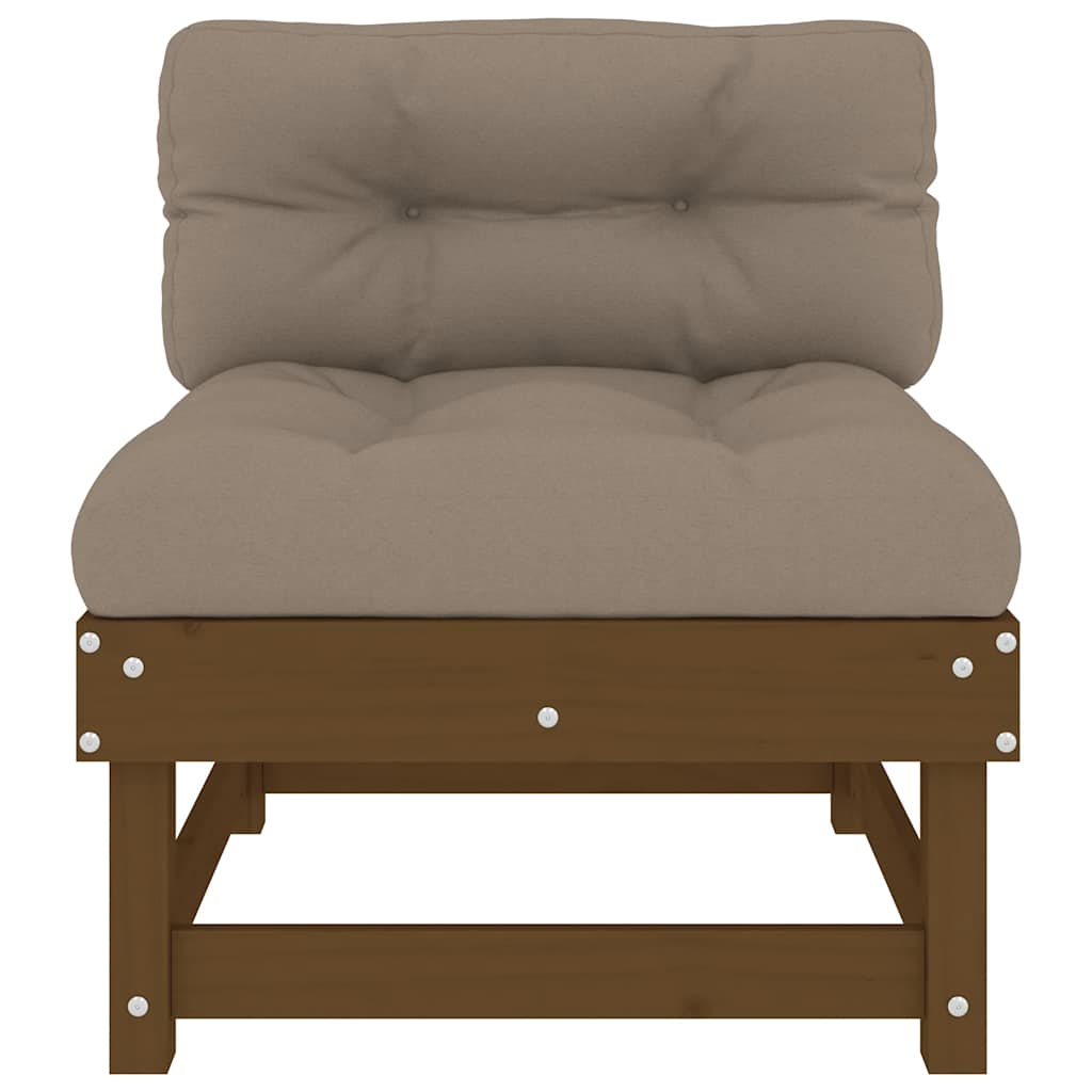 Mittelsofa mit Kissen Honigbraun Massivholz Kiefer