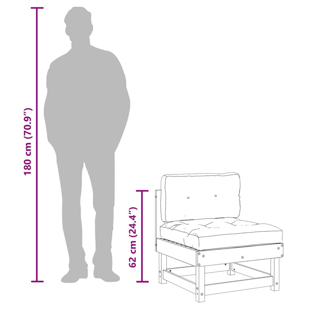 Mittelsofa mit Kissen Honigbraun Massivholz Kiefer