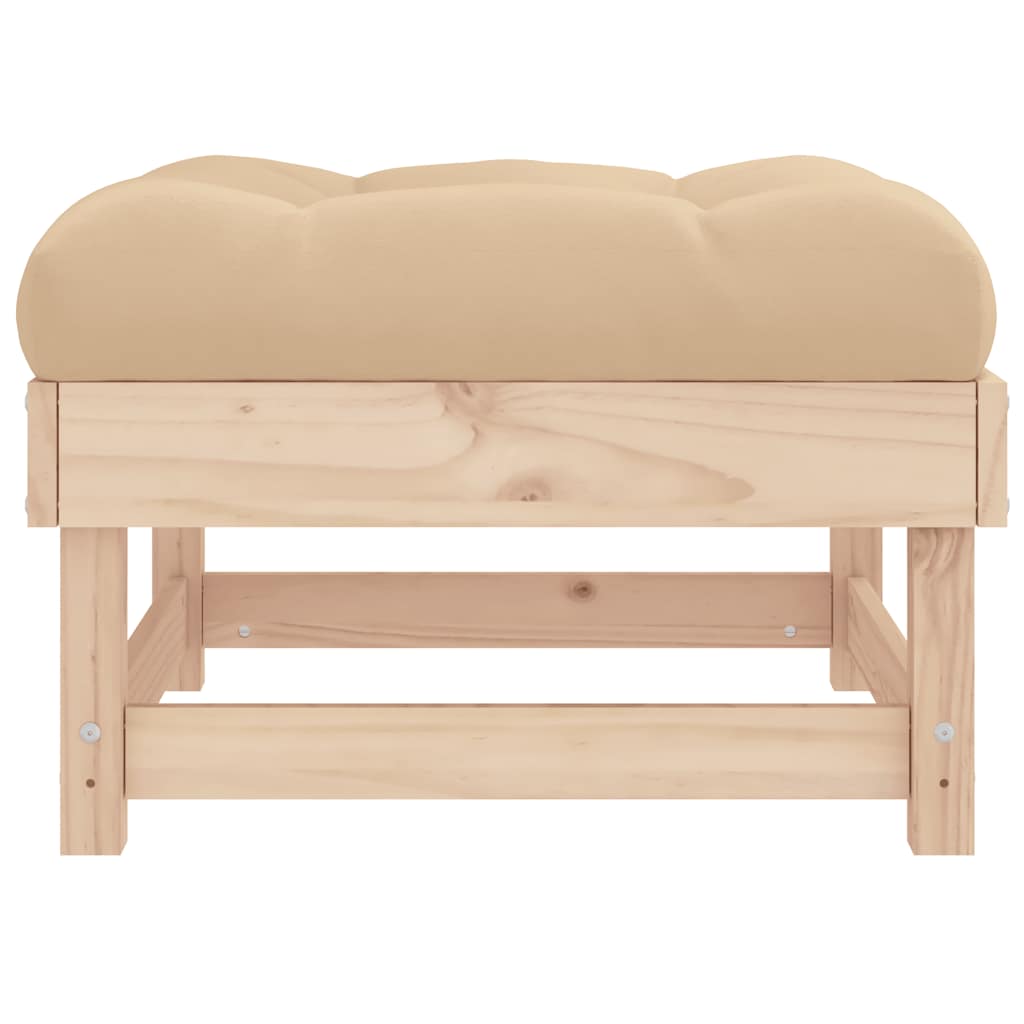 Gartenhocker mit Kissen Massivholz Kiefer