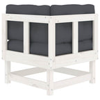 Ecksofas mit Kissen 2 Stk. Weiß Massivholz Kiefer
