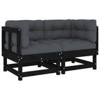 Ecksofas mit Kissen 2 Stk. Schwarz Massivholz Kiefer