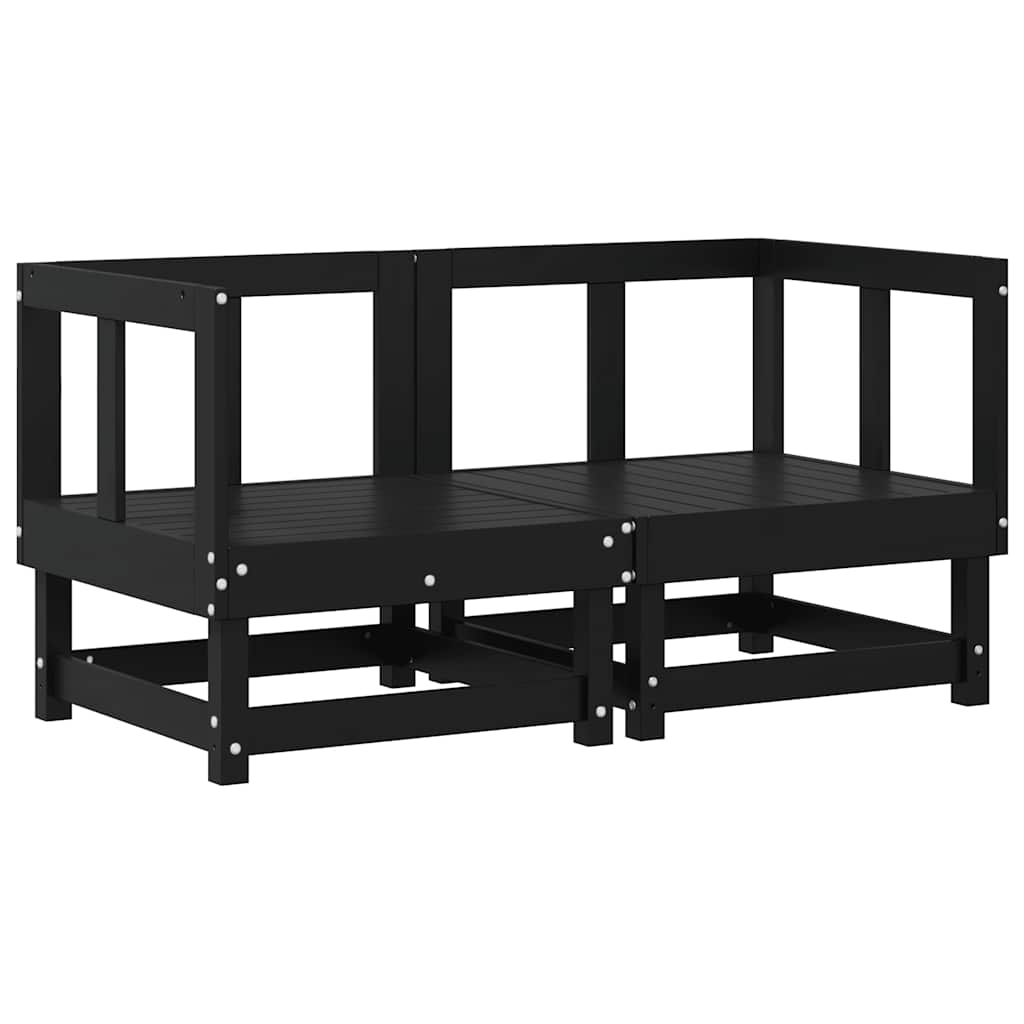 Ecksofas mit Kissen 2 Stk. Schwarz Massivholz Kiefer
