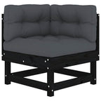 Ecksofas mit Kissen 2 Stk. Schwarz Massivholz Kiefer
