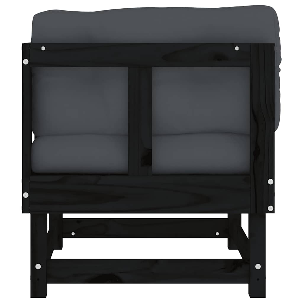 Ecksofas mit Kissen 2 Stk. Schwarz Massivholz Kiefer