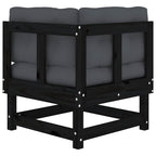 Ecksofas mit Kissen 2 Stk. Schwarz Massivholz Kiefer