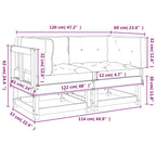 Ecksofas mit Kissen 2 Stk. Schwarz Massivholz Kiefer