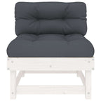 Mittelsofas mit Kissen 2 Stk. Weiß Massivholz Kiefer