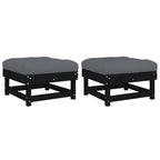 Gartenhocker mit Kissen 2 Stk. Schwarz Massivholz Kiefer