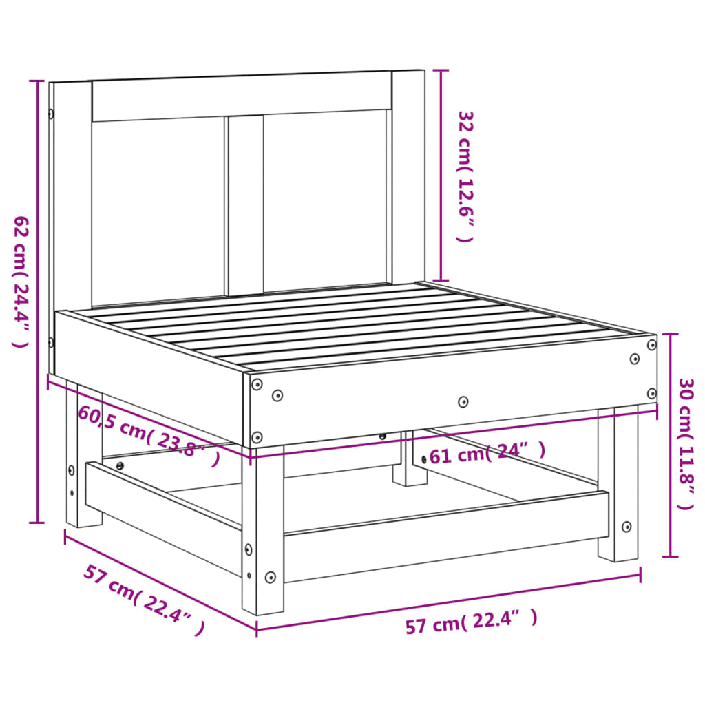 Garten-Mittelsofa Massivholz Douglasie