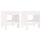 Gartenhocker 2 Stk. Weiß 40x36x45 cm Massivholz Kiefer